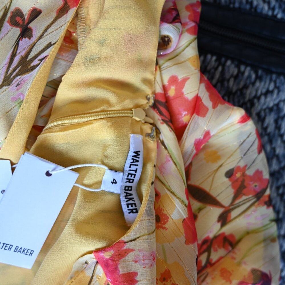 Walter Baker Size 4 NWT Floral Yellow Tulip Adriana Dress | Size 4 - Picture 9 of 11